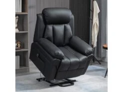 Fauteuil Releveur Inclinable Avec Repose-pied Ajustable - Fauteuil De Relaxation électrique - Revêtement Synthétique Noir