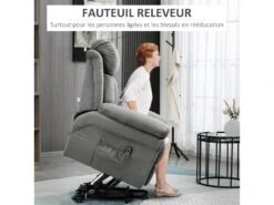 Fauteuil De Relaxation électrique Fauteuil Releveur Inclinable Avec Repose-pied Ajustable Tissu Gris -Deco.fr Soldes Boutique fauteuil 18857747