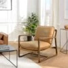 GASTON - Fauteuil Incliné Vintage Cuir Marron Cognac, Structure En Bois -Deco.fr Soldes Boutique fauteuil 18896437