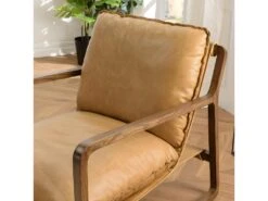 GASTON - Fauteuil Incliné Vintage Cuir Marron Cognac, Structure En Bois -Deco.fr Soldes Boutique fauteuil 18896441