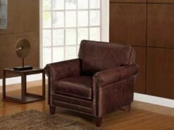 Fauteuil En Cuir Vieilli CASSANDRA - Marron -Deco.fr Soldes Boutique fauteuil 190177