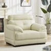 Fauteuil En Cuir De Buffle MANUELLA - Blanc Ivoire -Deco.fr Soldes Boutique fauteuil 19079697