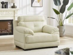 Fauteuil En Cuir De Buffle MANUELLA - Blanc Ivoire