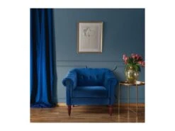 LIAM Fauteuil Chesterfield - Velours Bleu Pétrol Et Pieds En Bois - L 93,5 X P 80,5 X H 80 Cm -Deco.fr Soldes Boutique fauteuil 19133307