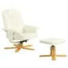 Fauteuil De Relaxation CHARLY Avec Repose-pieds Siège Pivotant Dossier Inclinable, En Synthétique Blanc Ivoire -Deco.fr Soldes Boutique fauteuil 19203019