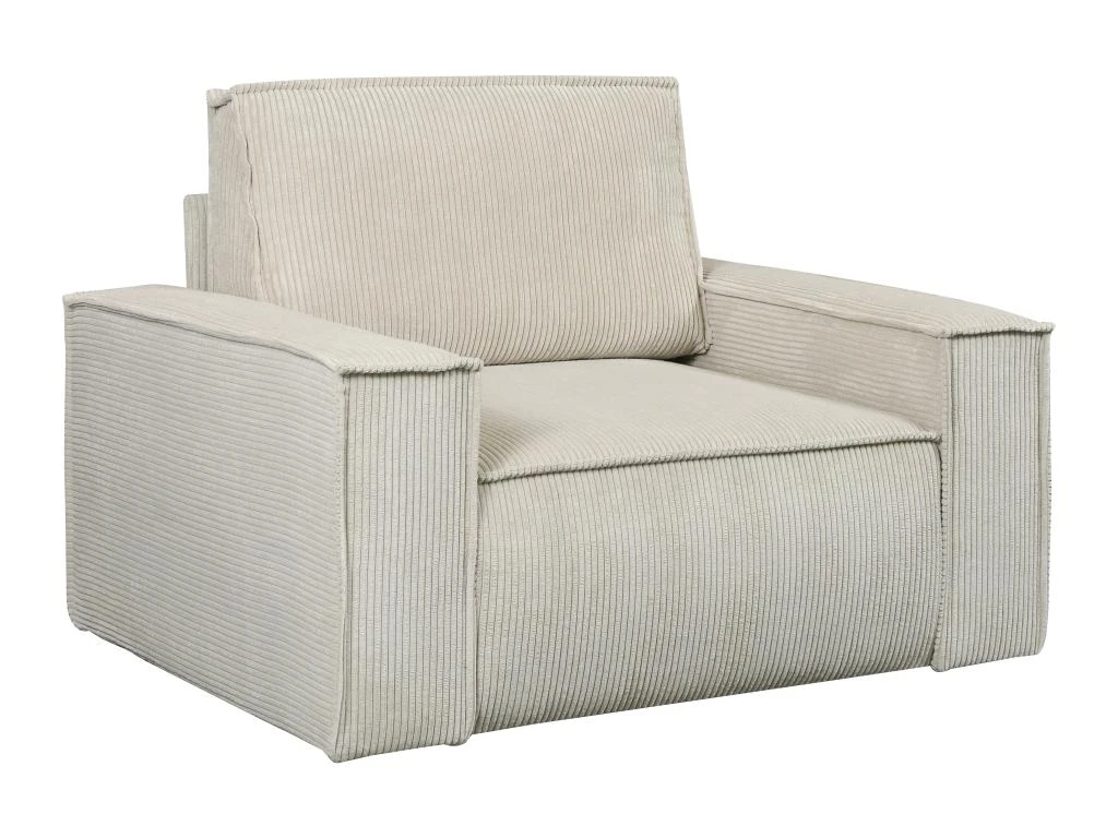 Fauteuil En Velours Côtelé Beige AMELIA 2 Fauteuil En Velours Côtelé Beige AMELIA – Image 2