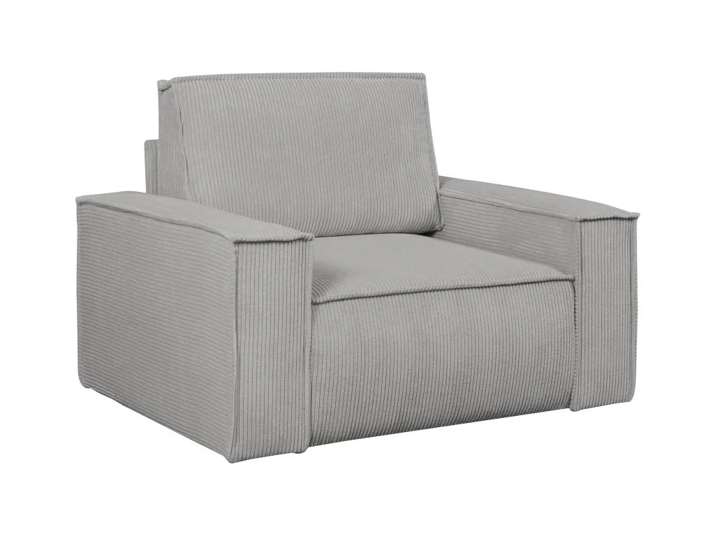 Fauteuil En Velours Côtelé Gris Clair AMELIA 2 Fauteuil En Velours Côtelé Gris Clair AMELIA – Image 2