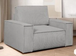 Fauteuil En Velours Côtelé Gris Clair AMELIA 11 Fauteuil En Velours Côtelé Gris Clair AMELIA -Deco.fr Soldes Boutique fauteuil 19429461