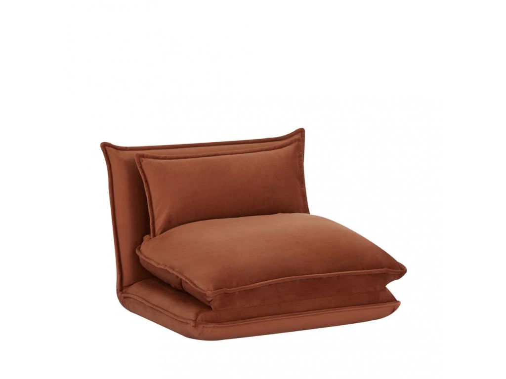 Nala - Chauffeuse Convertible 1 Place En Velours - Couleur - Rouille 1 Nala - Chauffeuse Convertible 1 Place En Velours - Couleur - Rouille