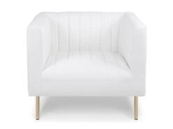 Fauteuil Moderne à Coutures Verticales Sacramento Simili Blanc