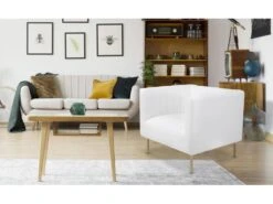 Fauteuil Moderne à Coutures Verticales Sacramento Simili Blanc -Deco.fr Soldes Boutique fauteuil 19728117