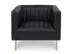 Fauteuil Moderne à Coutures Verticales Sacramento Simili Noir