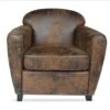 Fauteuil Club Madmen Tissu Effet Simili Usé Marron -Deco.fr Soldes Boutique fauteuil 19894499