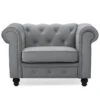 Grand Fauteuil Chesterfield Velours Argent -Deco.fr Soldes Boutique fauteuil 19942615