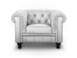 Grand Fauteuil Chesterfield Argent