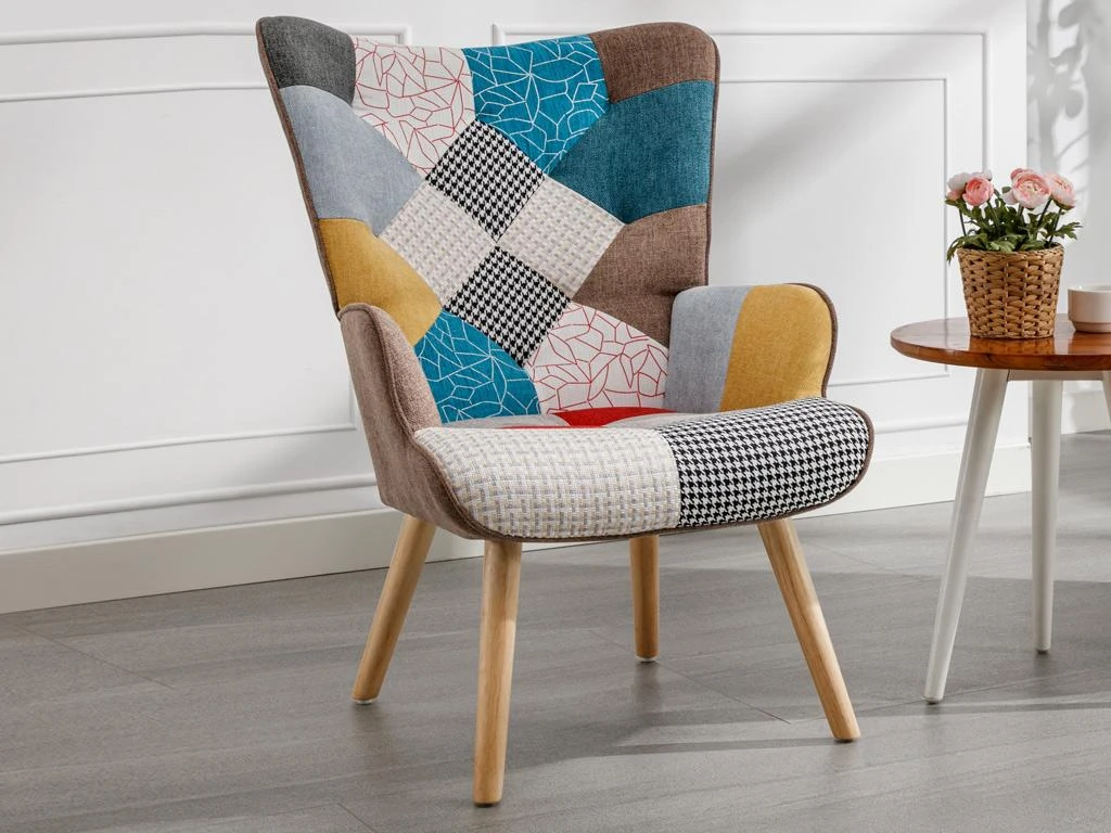 Fauteuil En Tissu Patchwork VATELY 7 Fauteuil En Tissu Patchwork VATELY – Image 7