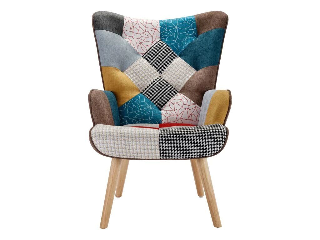 Fauteuil En Tissu Patchwork VATELY 3 Fauteuil En Tissu Patchwork VATELY – Image 3