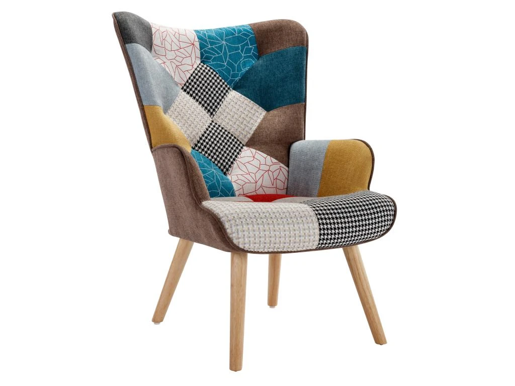 Fauteuil En Tissu Patchwork VATELY 2 Fauteuil En Tissu Patchwork VATELY – Image 2