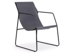 Fauteuil Ulysse Métal Noir Et Simili Gris