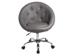 Fauteuil Siège Chaise Capitonné Lounge Pivotant Synthétique Gris 1109014