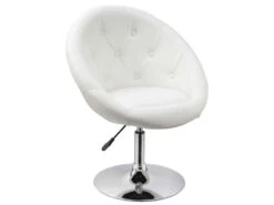 Fauteuil Siège Chaise Capitonné Lounge Pivotant Synthétique Blanc 1109002