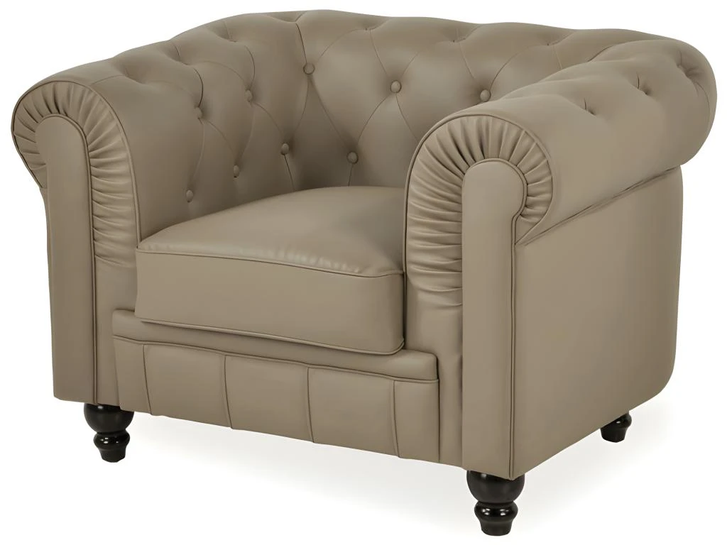Fauteuil Chesterfield Capitonné - Couleurs - Pu Taupe, Types De Canapé - Fauteuil Chesterfield 1 Fauteuil Chesterfield Capitonné - Couleurs - Pu Taupe, Types De Canapé - Fauteuil Chesterfield