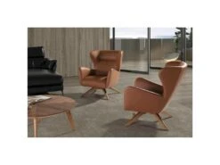 Fauteuil Tournant à 360 º Rembourré En Similicuir Pieds Bois Massif -Deco.fr Soldes Boutique fauteuil 21097311