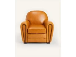 Orsay - Fauteuil Club En Cuir Vachette Camel Orsay