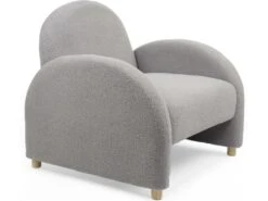 Fauteuil Club Bowie Tissu Bouclette Gris