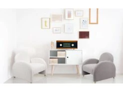 Fauteuil Club Bowie Tissu Bouclette Gris -Deco.fr Soldes Boutique fauteuil 21151659