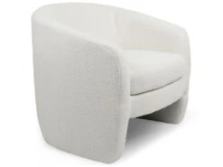 Fauteuil Arrondi Ferryl Tissu Bouclette Blanc