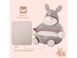 Fauteuil Enfant âne Dim. 60L X 55l X 60H Cm Garnissage Moelleux Coton Revêtement Velours Gris Crème -Deco.fr Soldes Boutique fauteuil 21224907