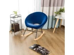 Fauteuil À Bascule Design Lisa - Couleurs - Velours Bleu