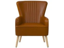 Chaise D'appoint Rembourrée En Faux Cuir Camel 16 Chaise D'appoint Rembourrée En Faux Cuir Camel -Deco.fr Soldes Boutique fauteuil 21522543