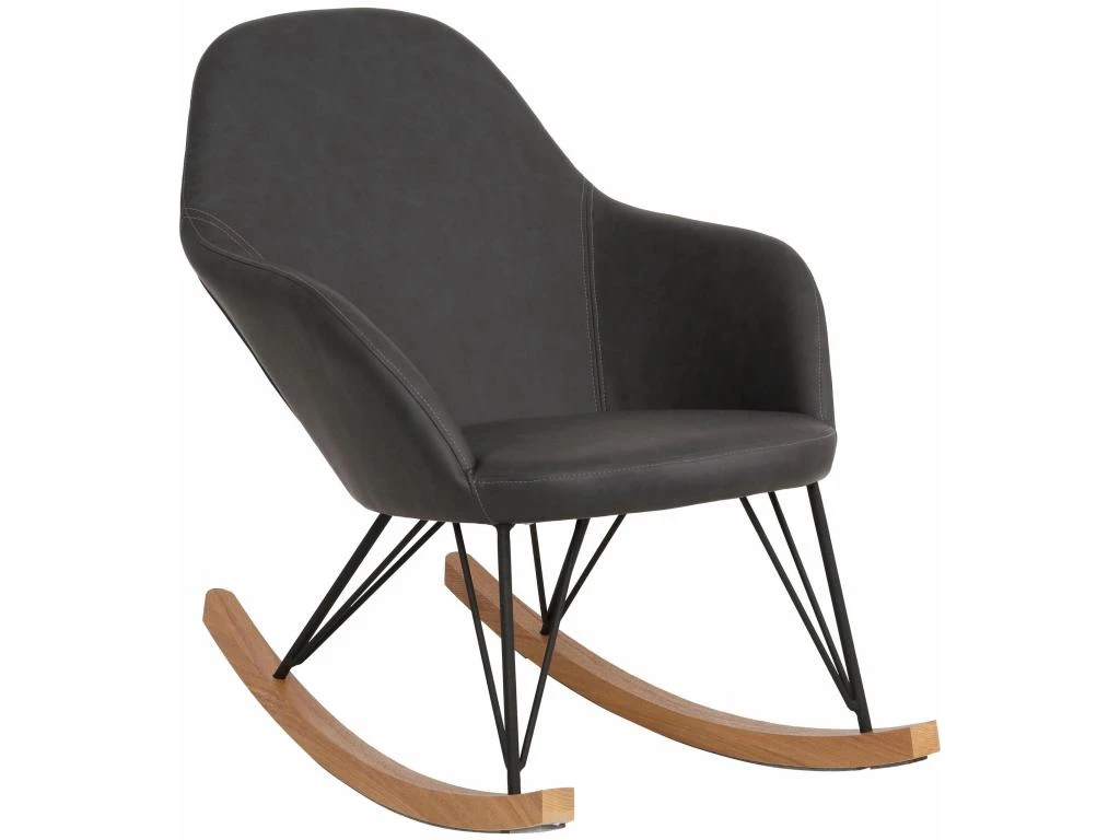 Chaise à Bascule En PU Gris 6 Chaise à Bascule En PU Gris – Image 6