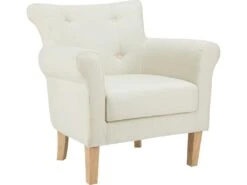 Chaise D'appoint Rembourrée En Tissu Tissé Crème -Deco.fr Soldes Boutique fauteuil 21685755