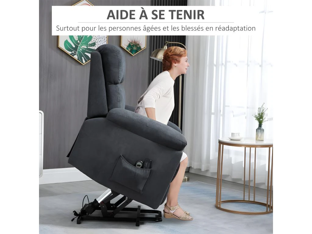 Fauteuil De Massage Releveur électrique DANIEL Gris 4 Fauteuil De Massage Releveur électrique DANIEL Gris – Image 4