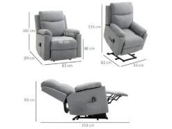 Fauteuil De Relaxation Releveur AUGUSTO Gris Clair Chiné -Deco.fr Soldes Boutique fauteuil 21988461