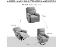 Fauteuil De Relaxation Releveur AUGUSTO Gris Clair Chiné -Deco.fr Soldes Boutique fauteuil 21988465