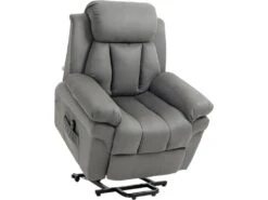 Fauteuil De Relaxation Releveur Boston Avec Repose-Pieds Tissu Gris