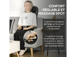 Siège Massant Chauffant Shiatsu ELINE Gris Et Noir -Deco.fr Soldes Boutique fauteuil 21988503