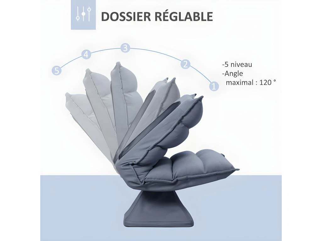 Fauteuil Lounge SARAGOSSE Gris 4 Fauteuil Lounge SARAGOSSE Gris – Image 4