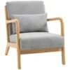 Fauteuil Lounge EVA Gris, En Bois Et Aspect Velours