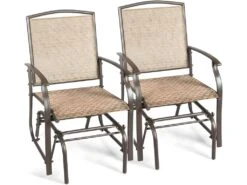 Fauteuil à Bascule Lot De 2 Avec Accoudoirs, 58 X 70 X 94 Cm Charge 150KG