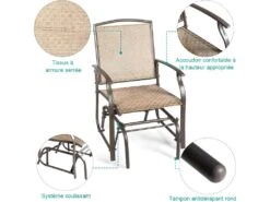 Fauteuil à Bascule Lot De 2 Avec Accoudoirs, 58 X 70 X 94 Cm Charge 150KG -Deco.fr Soldes Boutique fauteuil 22022425