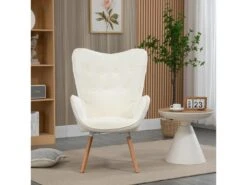 Fauteuil Relax Scandinave En Tissu Bouclette,kas