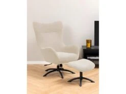 Talgarth Fauteuil Relax Avec Tabouret, Crème, Noir. -Deco.fr Soldes Boutique fauteuil 22046389
