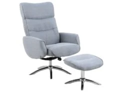 West Fauteuil Avec Repose-pieds En Tissu, Gris Clair.