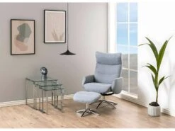 West Fauteuil Avec Repose-pieds En Tissu, Gris Clair. -Deco.fr Soldes Boutique fauteuil 22046495
