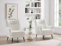 Fauteuil En Tissu Bouclette Blanc MELFI